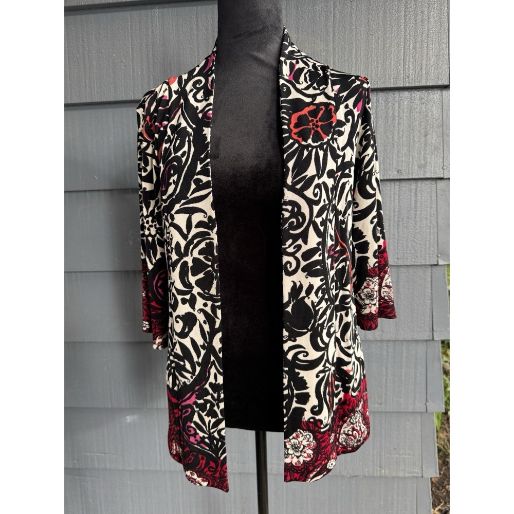 Chicos Travelers Women's‎ Open Front Boho Floral Blouse Size 0 With Pockets!